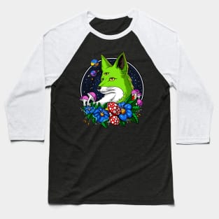 Alien Fox Third Eye Space UFO Baseball T-Shirt